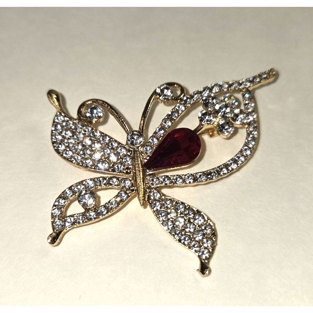 Butterfly Red Clear Rhinestones - Picture 9 of 10